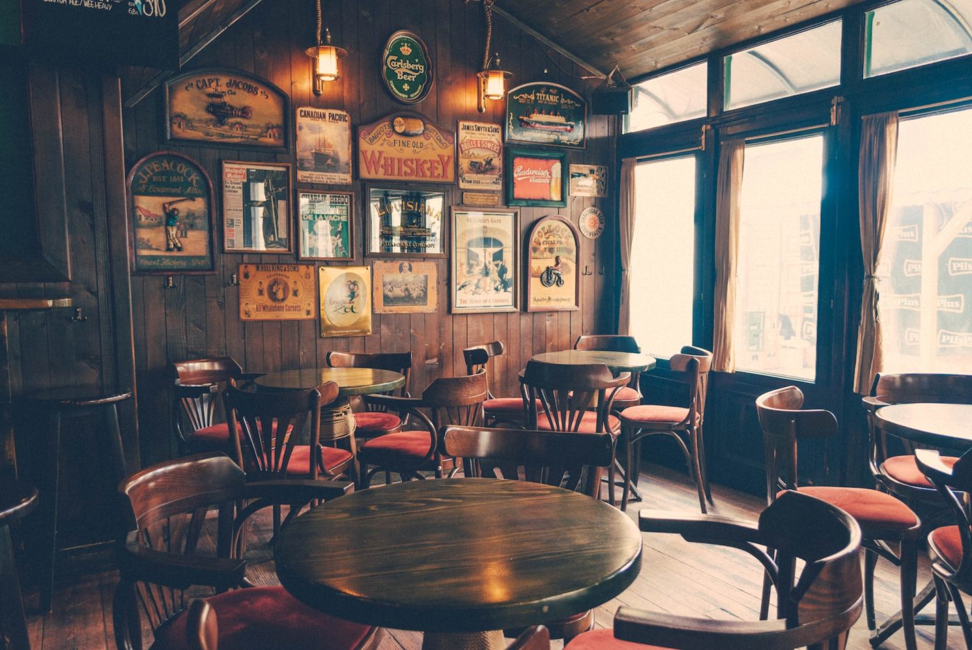 stock photo of the inside of a pub.