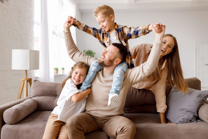 Family having fun in a long-term rental home in Oxford.